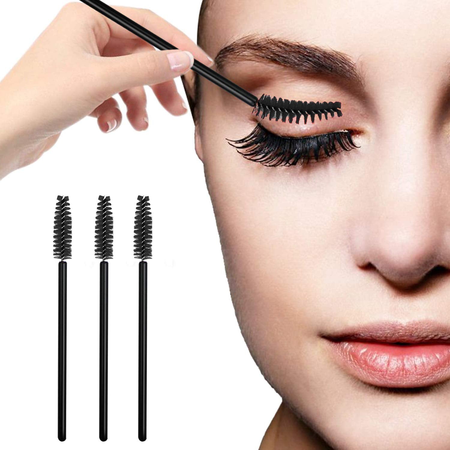 100 Pcs Disposable Eyelash Mascara Brushes for Eye Lashes Extension (Black)