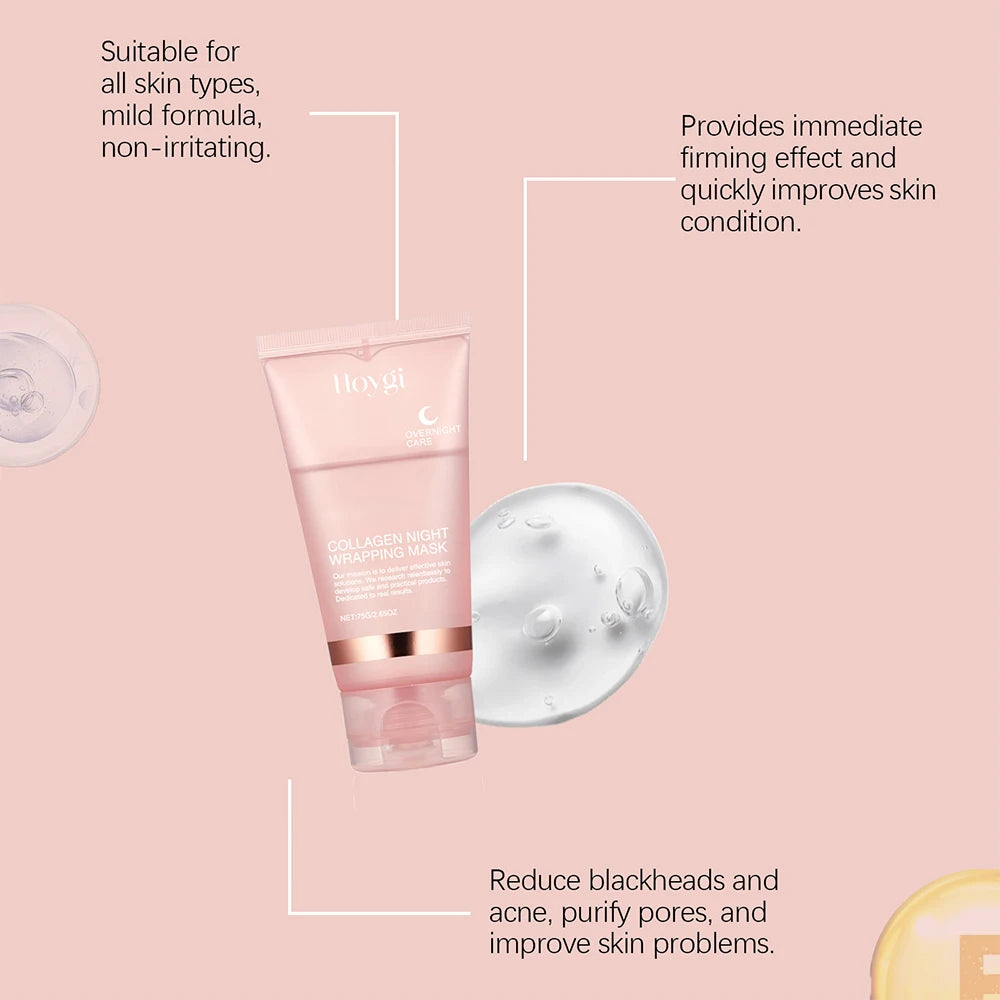 Collagen Night Wrapping Peel off Mask For Moisturizing Brighten Hydrating Smooth Face Firming Skin Rejuvenation Care Mask