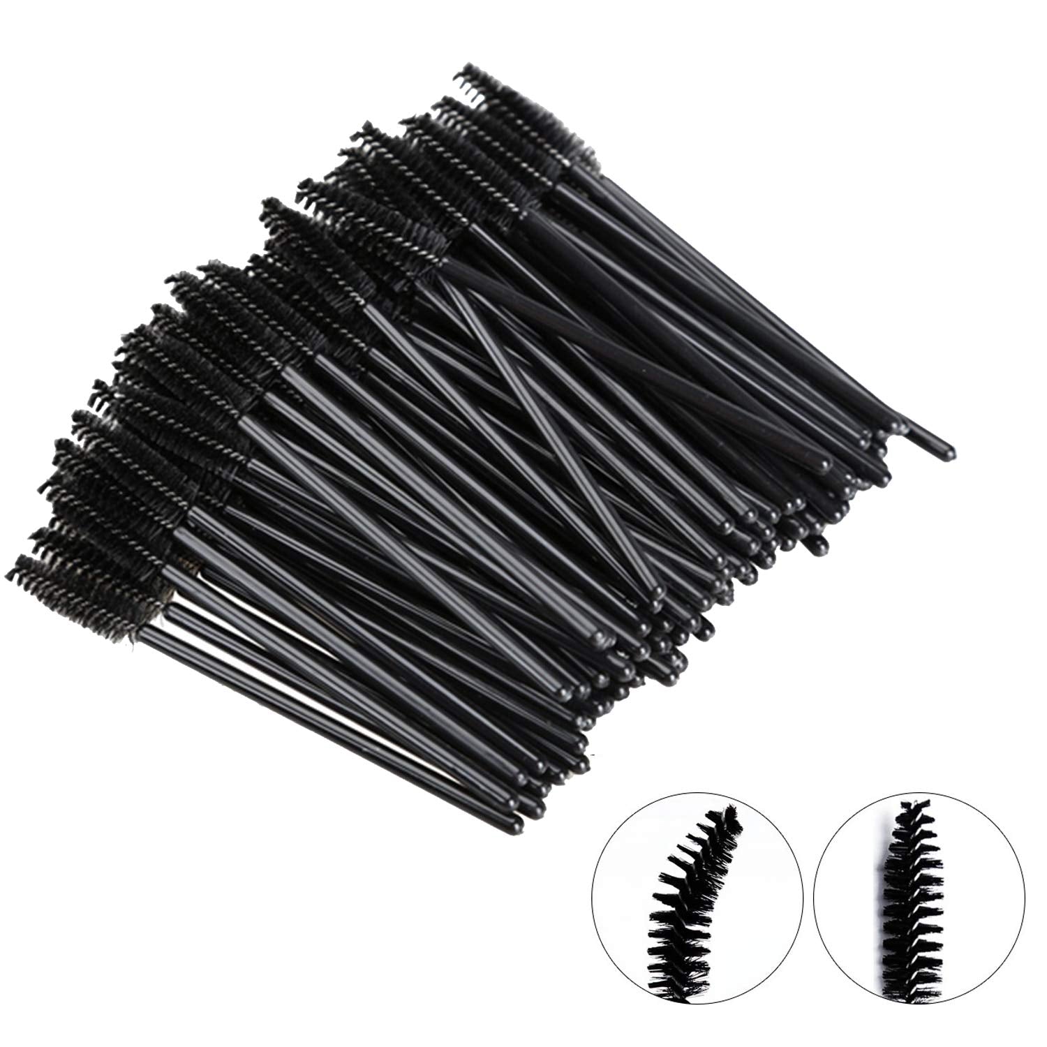 100 Pcs Disposable Eyelash Mascara Brushes for Eye Lashes Extension (Black)