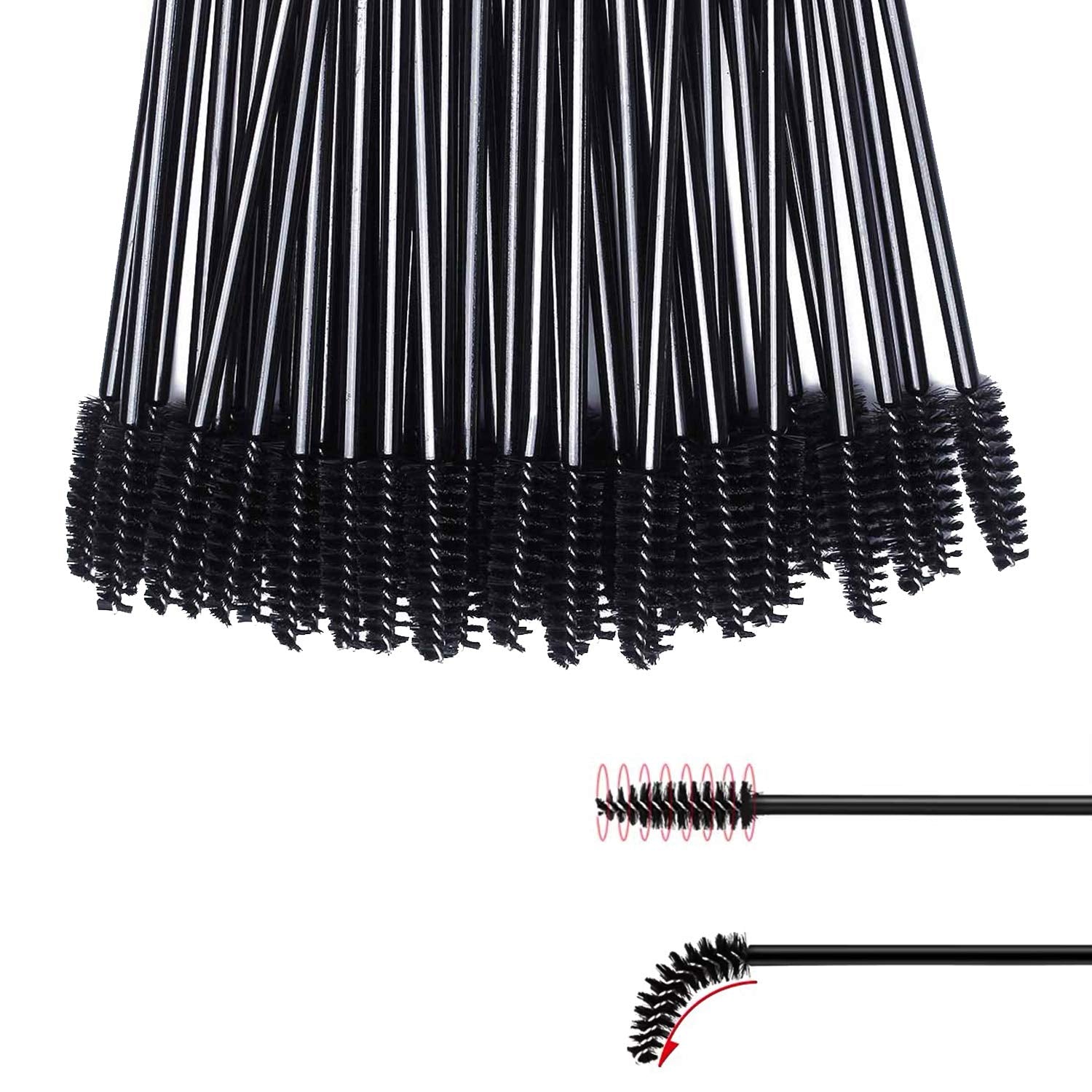 100 Pcs Disposable Eyelash Mascara Brushes for Eye Lashes Extension (Black)